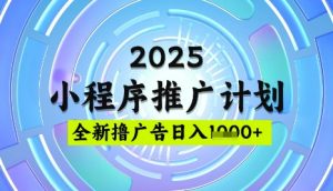 2025微信小程序推广计划,撸广告玩法,日均5张,稳定简单【揭秘】-网赚项目平台