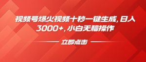 视频号爆火视频十秒一键生成，日入3000+，小白无脑操作-网赚项目平台