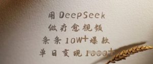 用DeepSeek做疗愈视频，条条10W+爆款，单日变现多张-网赚项目平台