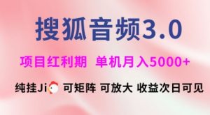 搜狐音频挂ji3.0.可矩阵可放大，独家技术，稳定月入5000+【揭秘】-网赚项目平台