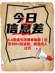 5.0闲鱼引流爆单秘籍，日引300+创业粉，稳定月入过W-网赚项目平台