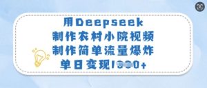 用Deepseek制作农村小院视频，制作简单流量爆炸，单日变现多张-网赚项目平台