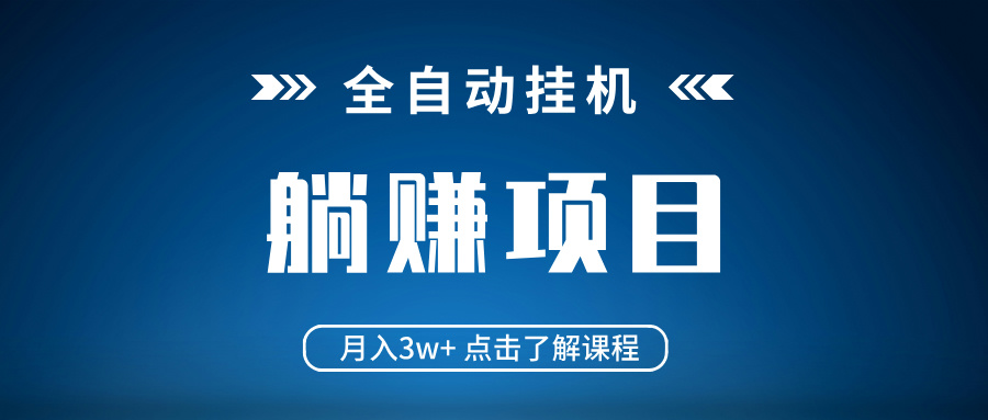 全自动挂机项目 月入3w+ 真正躺平项目 不吃电脑配置 当天见收益-网赚项目平台