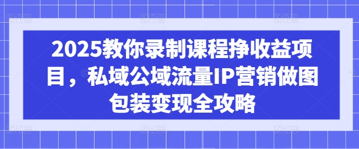2025教你录制课程挣收益项目，私域公域流量IP营销做图包装变现全攻略-网赚项目平台