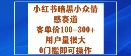 小红书暗黑小众情感赛道,客单价100-300+用户量很大,0门槛即可操作-网赚项目平台