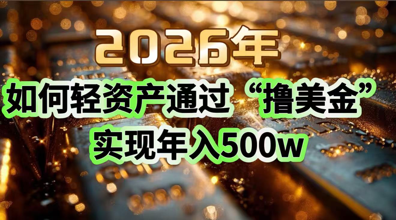 2026年如何轻资产通过“撸美金”实现年入500w-网赚项目平台