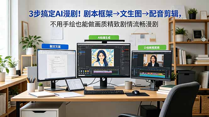 3步搞定AI漫剧!剧本框架→文生图→配音剪辑,不用手绘也能做画质精致剧情流畅漫剧-网赚项目平台