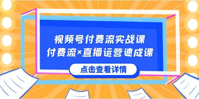 视频号付费流实战课，付费流×直播运营速成课，让你快速掌握视频号核心运营技能-网赚项目平台