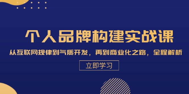 个人品牌构建实战课：从互联网规律到气质开发，再到商业化之路，全程解析-网赚项目平台