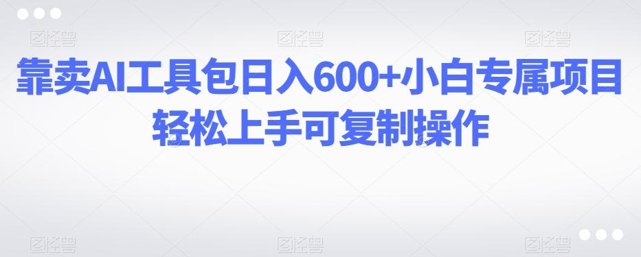 靠卖AI工具包日入600+小白专属项目轻松上手可复制操作-网赚项目平台