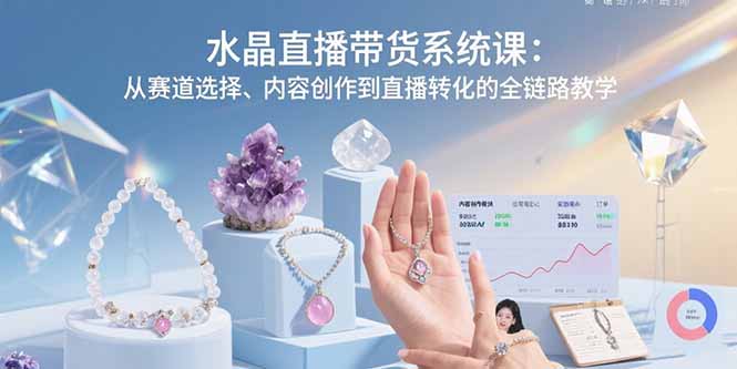 水晶直播带货系统课：从赛道选择、内容创作到直播转化的全链路教学-网赚项目平台