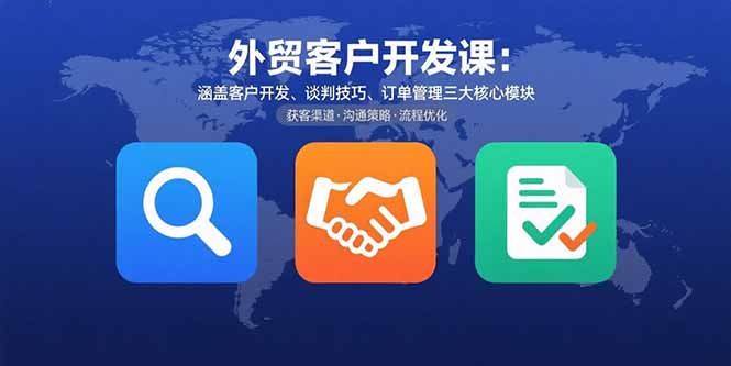 外贸客户开发课：涵盖客户开发、谈判技巧、订单管理三大核心模块-网赚项目平台