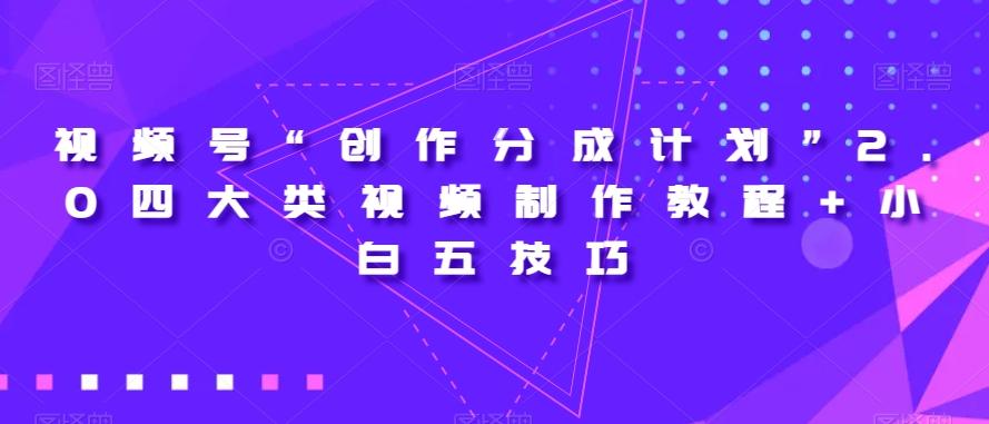 视频号“创作分成计划”2.0四大类视频制作教程+小白五技巧【揭秘】-网赚项目平台