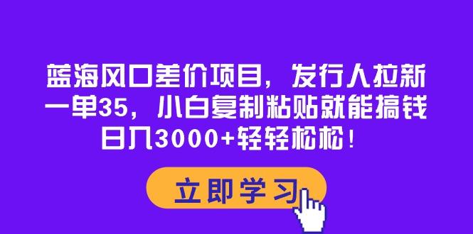 蓝海风口差价项目，发行人拉新，一单35，小白复制粘贴就能搞钱！日入30…-网赚项目平台