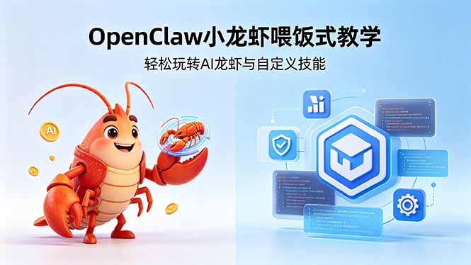 不用懂技术！OpenClaw小龙虾喂饭式教学，轻松玩转AI龙虾与自定义技能-网赚项目平台