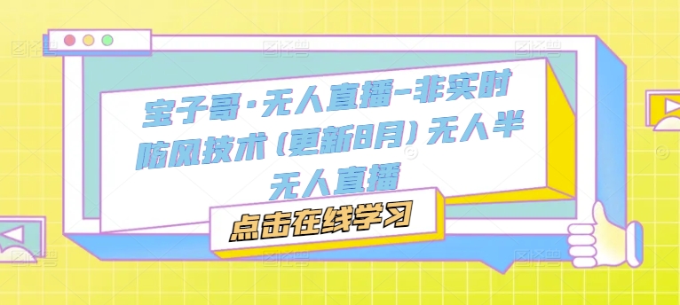 宝子哥·无人直播-非实时防风技术(更新25年5月)无人半无人直播-网赚项目平台