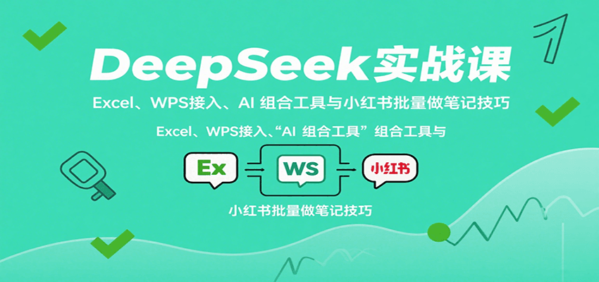 DeepSeek实战课：Excel、WPS接入、AI 组合工具与小红书批量做笔记技巧-网赚项目平台