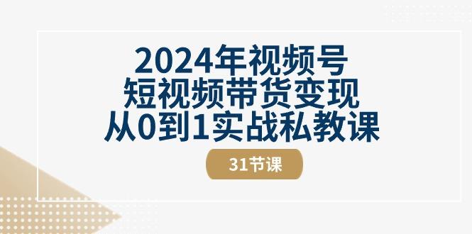 2024年视频号短视频带货变现从0到1实战私教课(30节视频课)-网赚项目平台