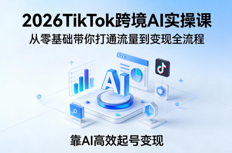 2026TikTok跨境AI实操课，从零基础带你打通流量到变现全流程，靠AI高效起号变现-网赚项目平台