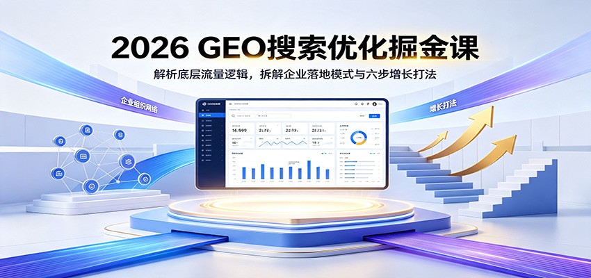 2026 GEO搜索优化掘金课：解析底层流量逻辑，拆解企业落地模式与六步增长打法-网赚项目平台