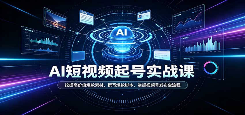 短视频AI起号实战课：挖掘高价值爆款素材，撰写爆款脚本，掌握视频号发布全流程-网赚项目平台