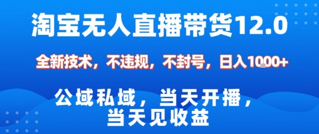 淘宝无人直播12.0，公域私域技术，不封号，不违规布局双十一流量风口，日入1k(独家技术)【揭秘】-网赚项目平台
