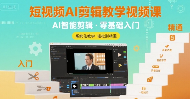 短视频AI剪辑教学视频课，入门到精通-网赚项目平台