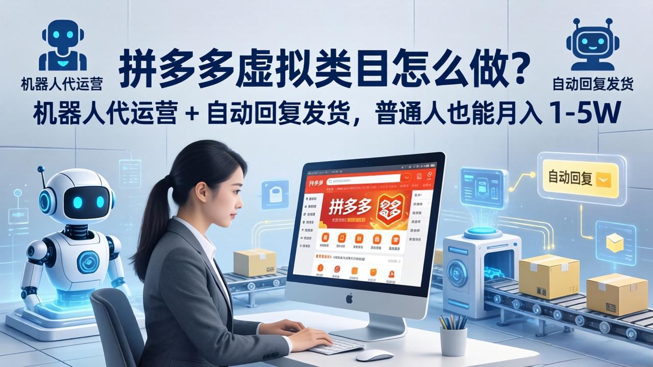 拼多多虚拟类目怎么做？机器人代运营 + 自动回复发货，普通人也能月入 1-5W-网赚项目平台