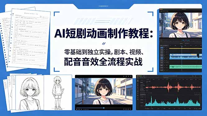 AI短剧动画制作教程：零基础到独立实操，剧本、视频、配音音效全流程实战-网赚项目平台