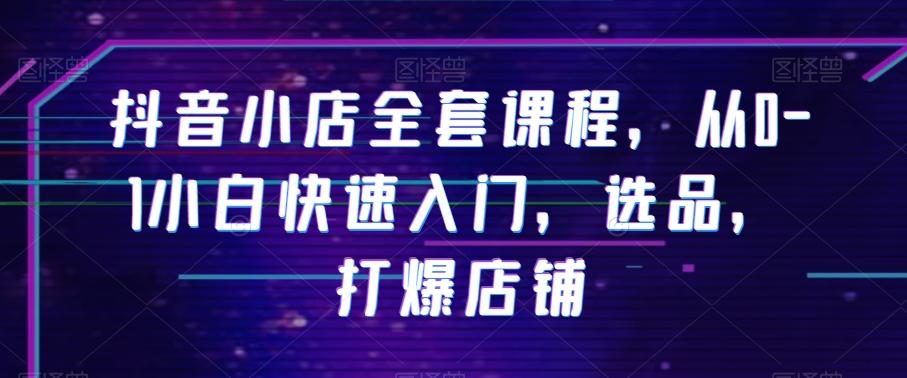 抖音小店全套课程，从0-1小白快速入门，选品，打爆店铺-网赚项目平台
