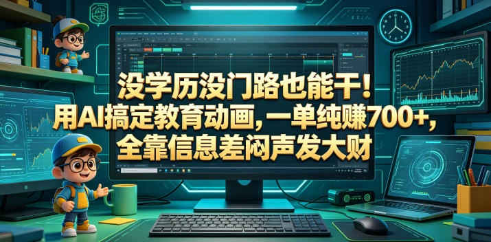 没学历没门路也能干!用AI搞定教育动画,一单纯賺700+,全靠信息差闷声发大财【揭秘】-网赚项目平台