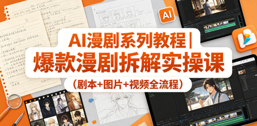 AI漫剧系列教程｜爆款漫剧拆解实操课(剧本+图片+视频全流程)-网赚项目平台