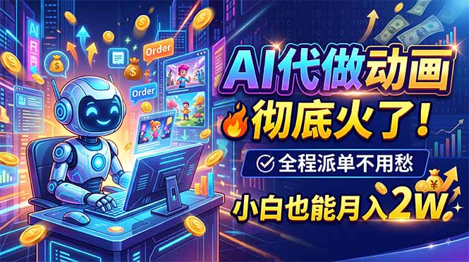 AI代做动画，彻底火了！全程派单不用愁，小白也能月入2W-网赚项目平台