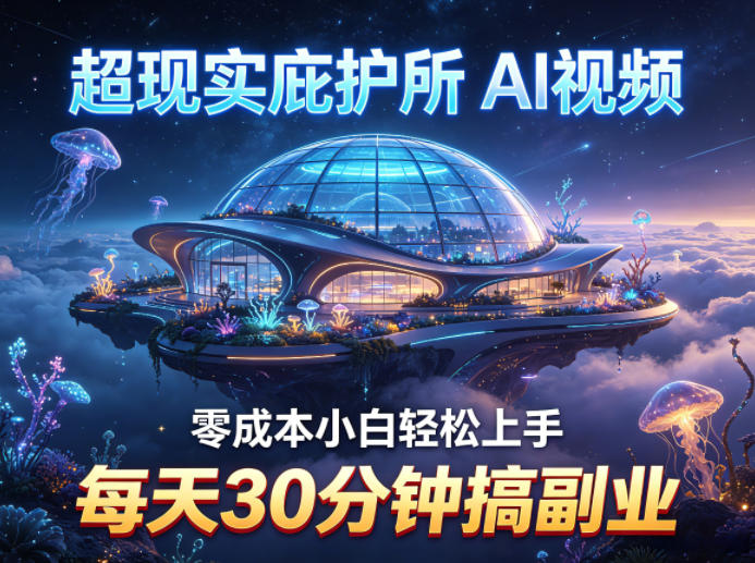 超现实庇护所AI视频项目拆解，零成本小白轻松上手，每天30分钟搞副业-网赚项目平台