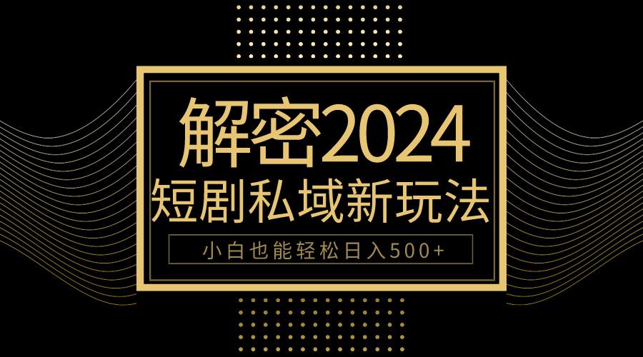 (9951期)10分钟教会你2024玩转短剧私域变现，小白也能轻松日入500+-网赚项目平台