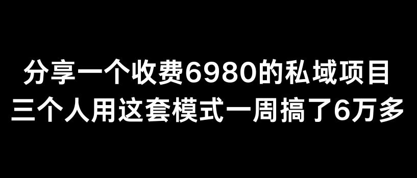 分享一个外面卖6980的私域项目三个人用这套模式一周搞了6万多【揭秘】-网赚项目平台