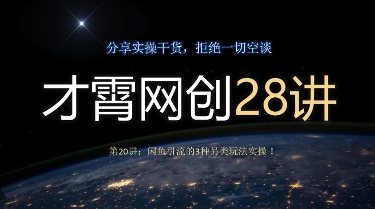 才霄网创28讲第20讲：闲鱼引流的3种另类玩法实操！-网赚项目平台