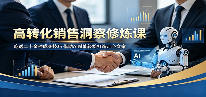 高转化销售洞察修炼课：吃透二十余种成交技巧，借助AI赋能轻松打造走心文案-网赚项目平台