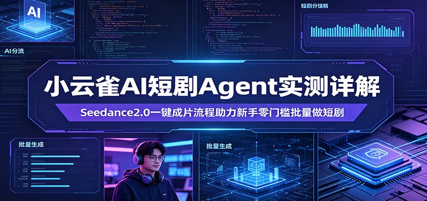 小云雀AI短剧Agent实测详解：Seedance2.0一键成片流程助力新手零门槛批量做短剧-网赚项目平台