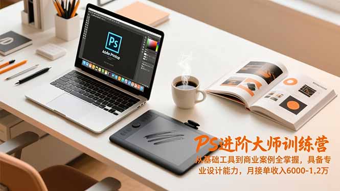 PS进阶大师训练营，从基础工具到商业案例全掌握，具备专业设计能力，月接单收入6000-1.2万-网赚项目平台