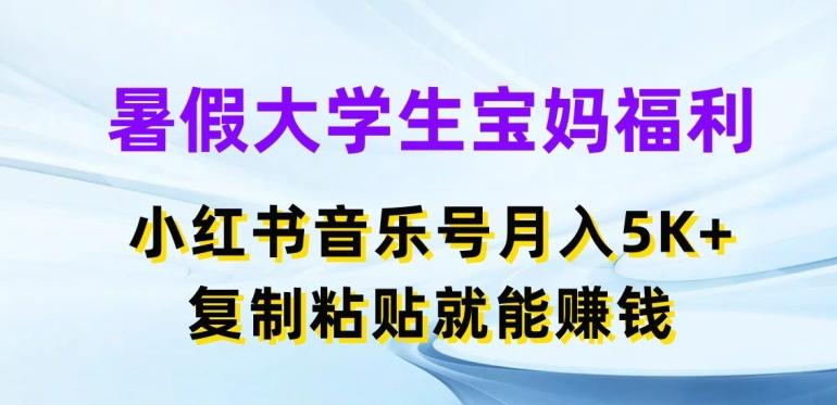 暑假大学生宝妈福利，小红书音乐号月入5000+，复制粘贴就能赚钱【揭秘】-网赚项目平台