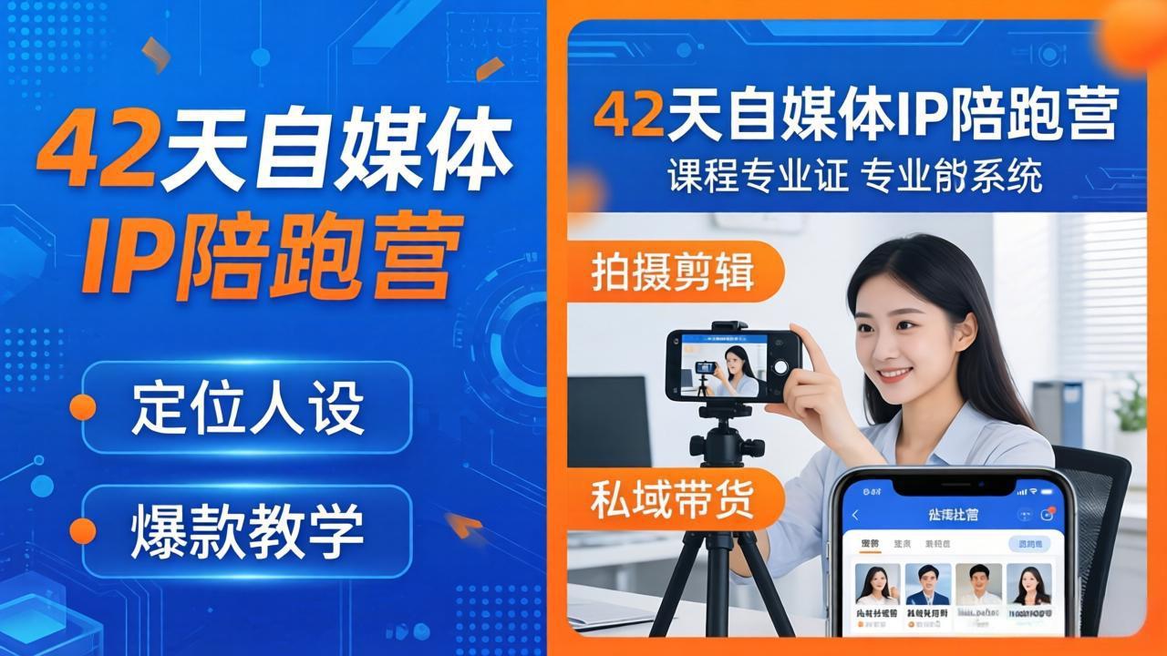 42天自媒体IP陪跑营-26年4月19更新：定位人设爆款全教学，拍摄剪辑私域带货一站式落地-网赚项目平台