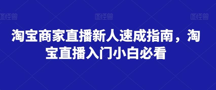 淘宝商家直播新人速成指南，淘宝直播入门小白必看-网赚项目平台
