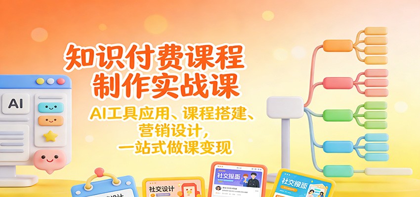 知识付费课程制作实战课：AI工具应用 、课程搭建、营销设计，一站式做课变现-网赚项目平台