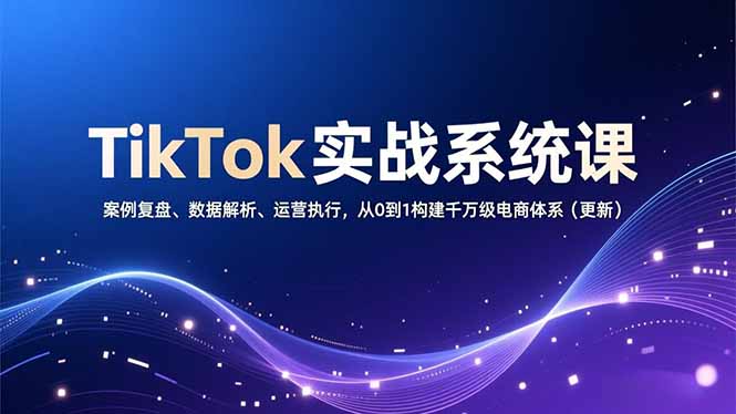 TikTok实战系统课，案例复盘、数据解析、运营执行，从0到1构建千万级电商体系(更新-网赚项目平台