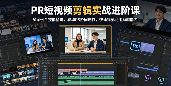PR短视频剪辑实战进阶课，多案例全技能精讲，联动PS协同创作，快速练就商用剪辑能力-网赚项目平台