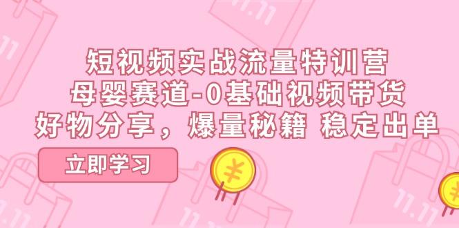 短视频实战流量特训营，母婴赛道-0基础带货，好物分享，爆量秘籍 稳定出单-网赚项目平台