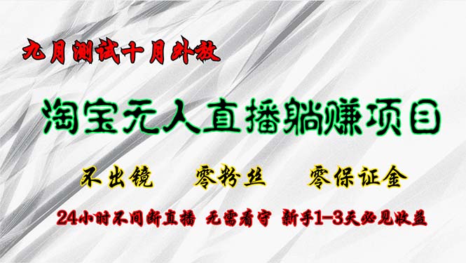 淘宝无人直播最新玩法，九月测试十月外放，不出镜零粉丝零保证金，24小…-网赚项目平台