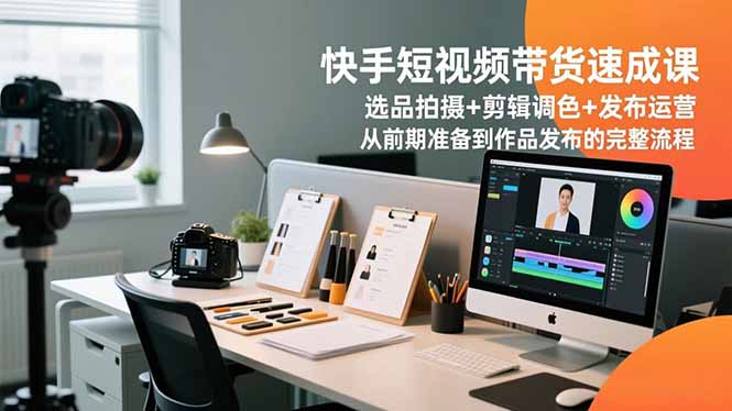 快手短视频带货速成课,选品拍摄+剪辑调色+发布运营,从前期准备到作品发布的完整流程-网赚项目平台