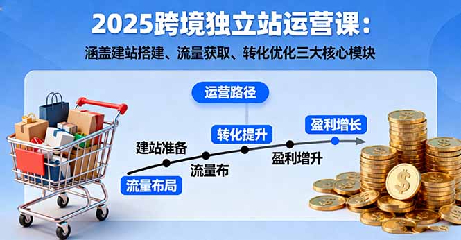 2025跨境独立站运营课:涵盖建站搭建、流量获取、转化优化三大核心模块-网赚项目平台